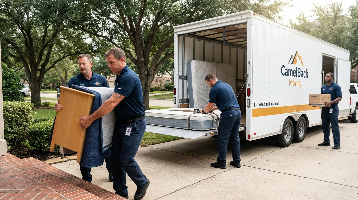 Crew loading residential truck for cross-state move from Buckeystown, MD